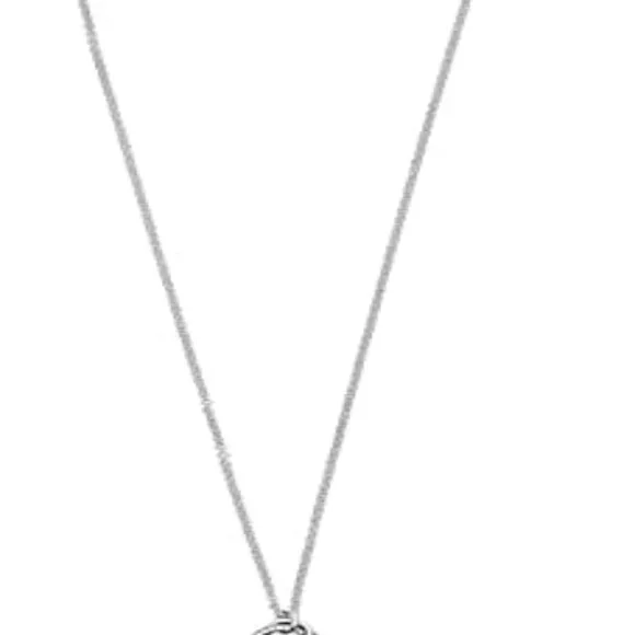 Sterling Silver & Cubic Zirconia - 23.6" Encircled Pendant Adjustable Necklace